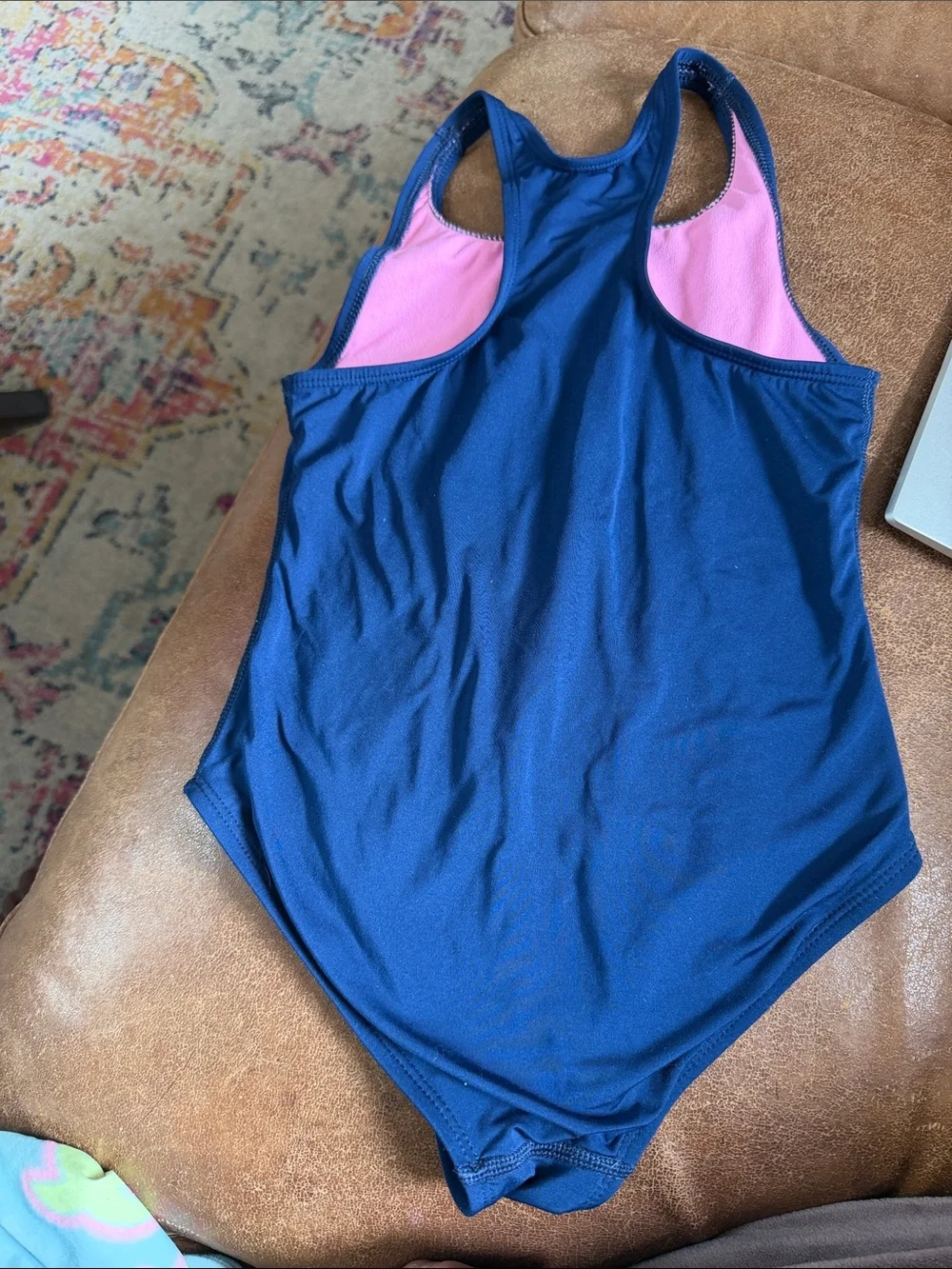 TYR Navy One-Piece Swimsuit with Pink Interior